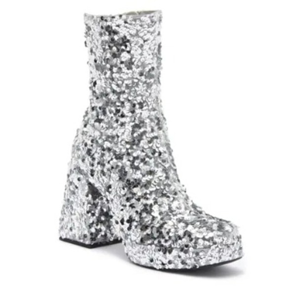 Abound Size 7.5 Silver Sequin Platform Boots Disco Party Sparkly Steffie Womens - Picture 1 of 14